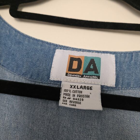 Vintage 90s Dog Vest Women XXL Hand Painted Denim Cottagecore Waistcoat Boho Art - Picture 6 of 8